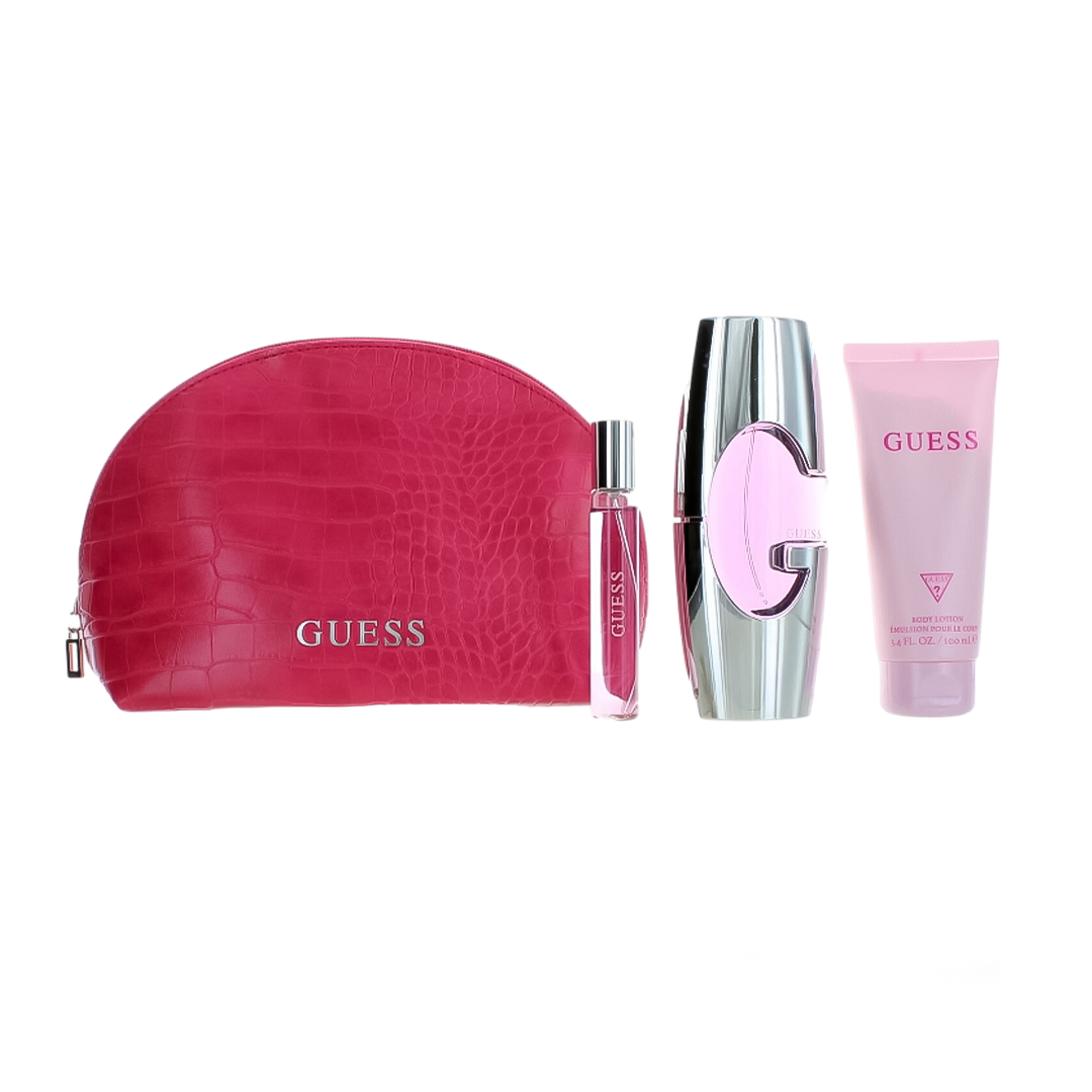 Guess Pink Gift Set Pour Femme - 75ml + 200ml Bl + 15ml Mininturel + Pouch - Medaid