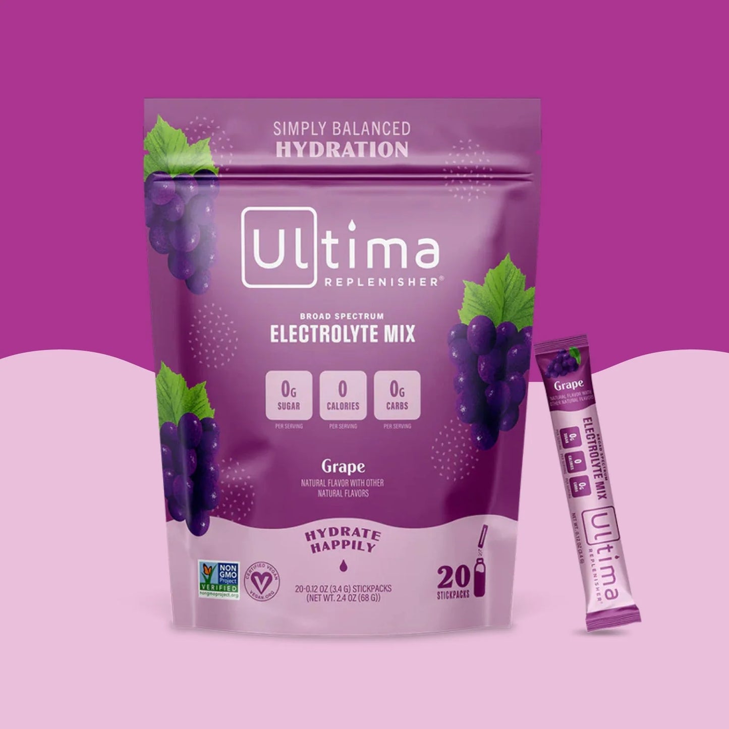 Ultima replenisher grape electrolyte powdered packet, 0.12 OZ - 20 Stick Packs - 3G each - Medaid