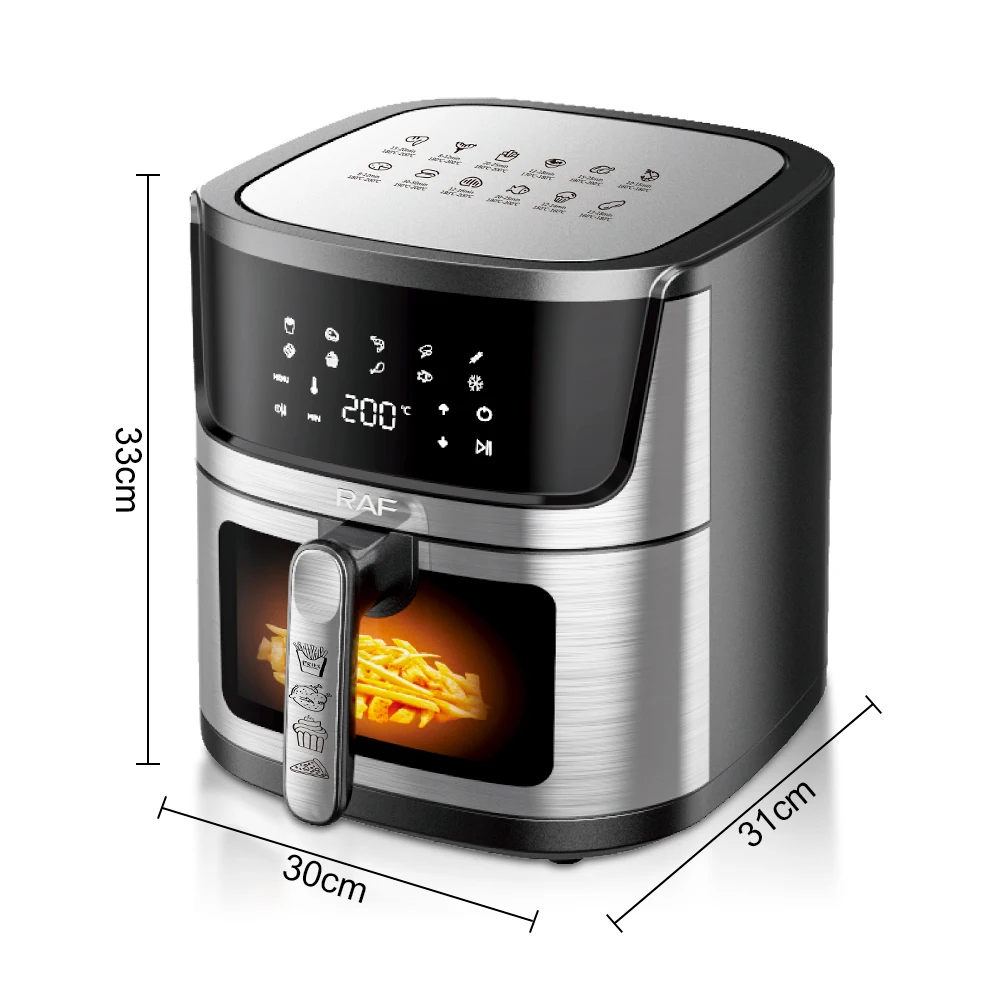 RAF Digital Air Fryer 9L – 1950W Power, 360° Hot Air Circulation, Touchscreen | Oil-Free Healthy Cooking, Stainless Steel R5395 - Medaid International