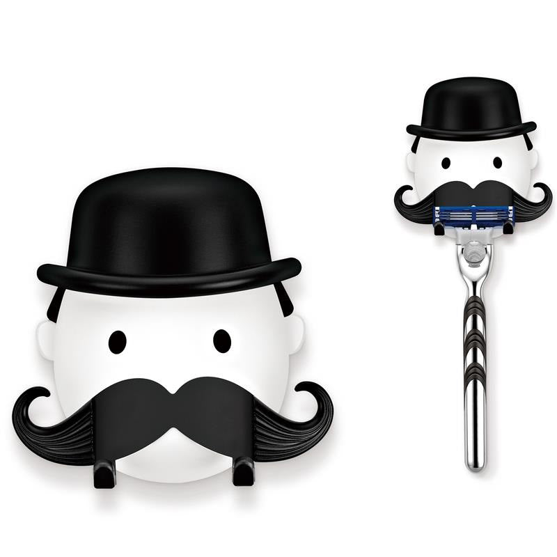 Shaving Razor Holder, Moustache Shape Plastic Shaver Holder Bathroom Washroom Wall Sucker Storage Rack - Medaid International