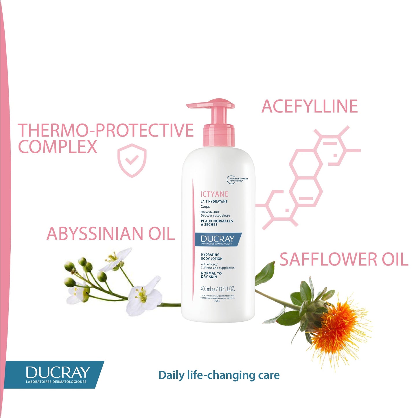 Ducray Daily Hydrating Body Care For Normal To Dry Skin 400ml - Medaid International
