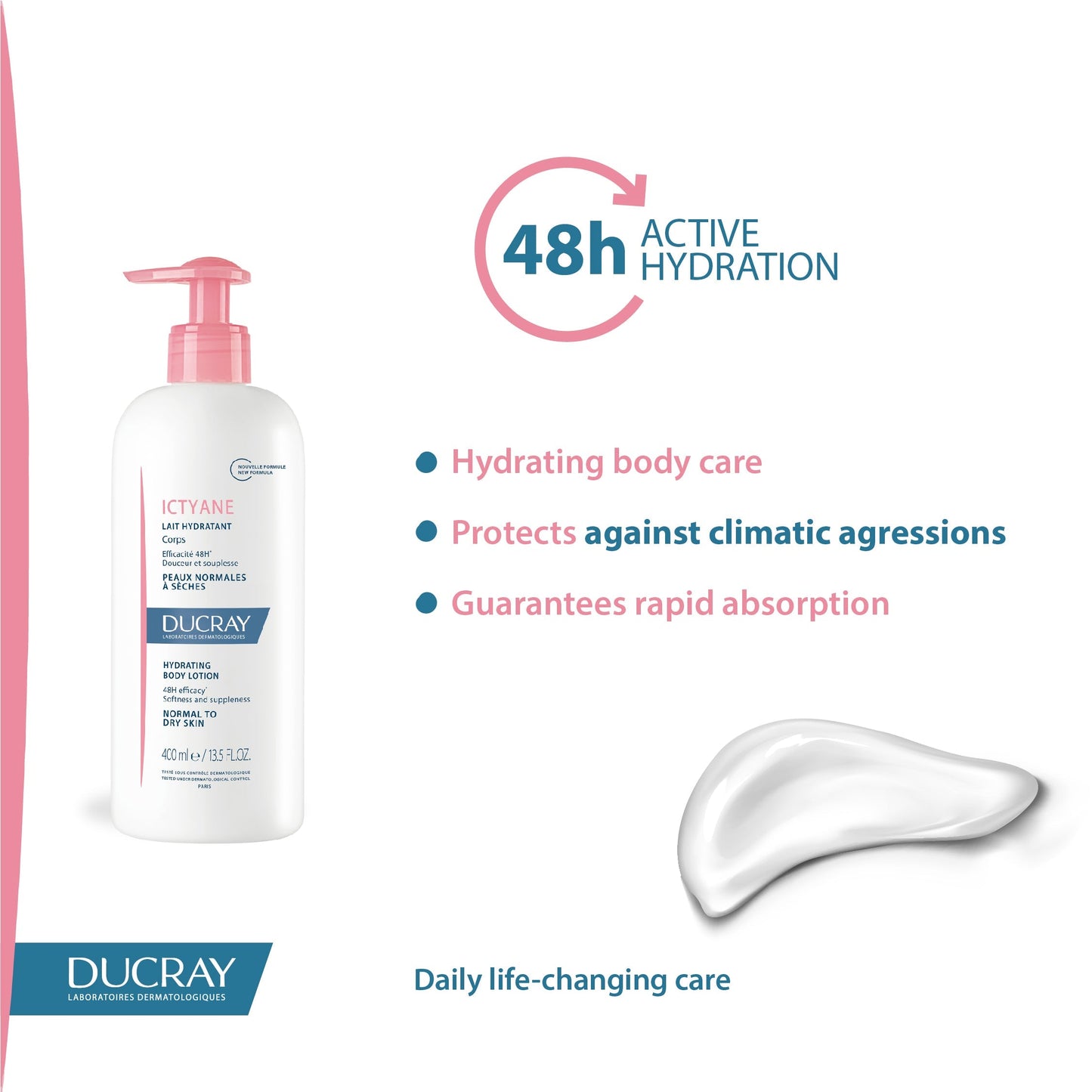 Ducray Daily Hydrating Body Care For Normal To Dry Skin 400ml - Medaid International