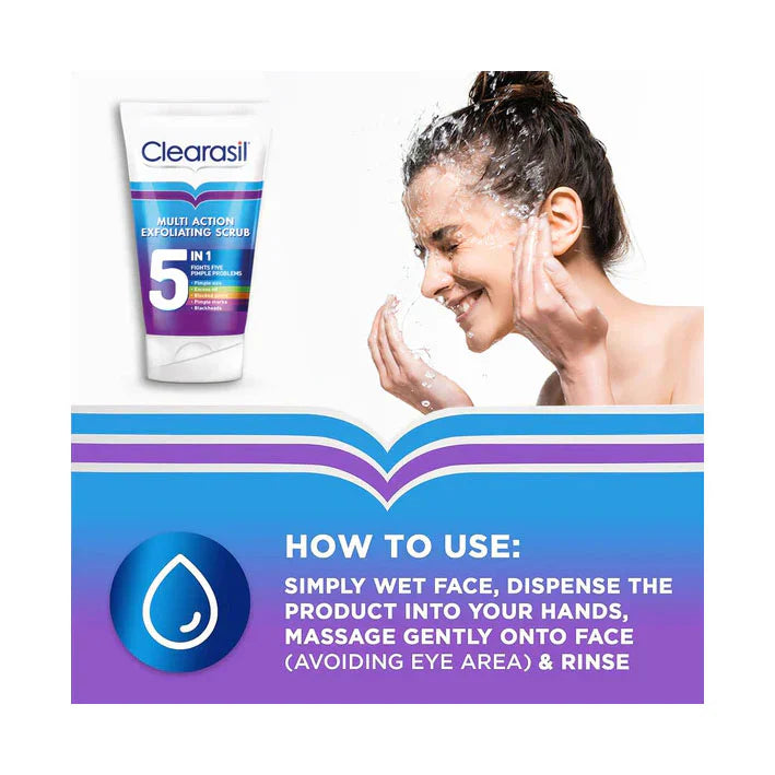Clearasil Multi Action 5 in 1 Exfoliating Scrub 150ml - Medaid International