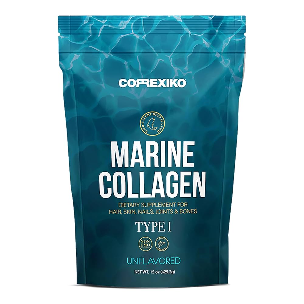 CORREXIKO Marine Collagen Powder Supplement Unflavored - 10,000mg Double Hydrolyzed Collagen Peptides per Serving - Formulated for Maximum Absorption - Hair, Skin & Nails - 5oz, 14 Servings - Medaid International
