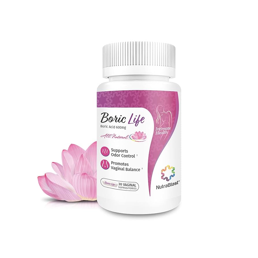 NutraBlast Boric Acid Vaginal Suppositories - 100% Pure Made in USA - Boric Life Intimate Health Support (14 Count) - Medaid International