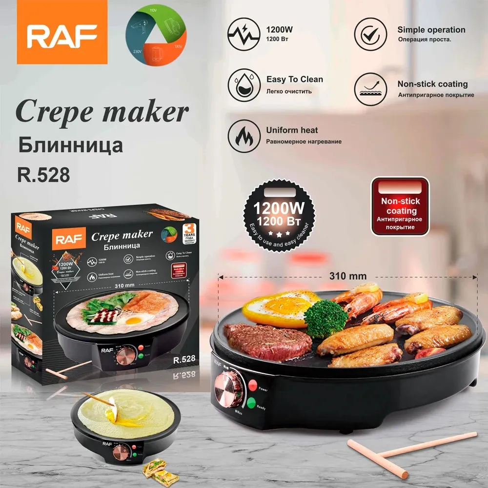1200W Mini Aluminum Crepe Maker Pan Commercial Pancake Pan Cake Electric Crepe Maker R528 - Medaid International