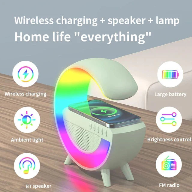 Wireless Charging Bedside LED Night Light, Bluetooth Speaker Lamp BT2301 - Medaid International