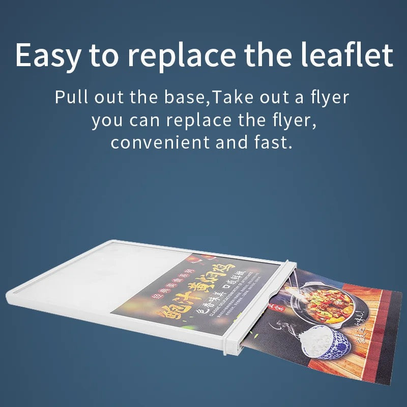 Rechargeable A4 desktop advertising light box
Acrylic Flashing Led Table Menu Restaurant Card
Display Holder Stand - Medaid International