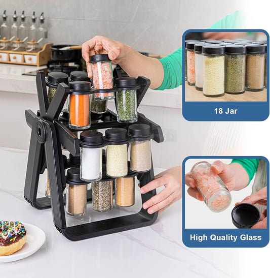 18 Jar Rotating Countertop Spice Racks Kitchen Shelf - Medaid International