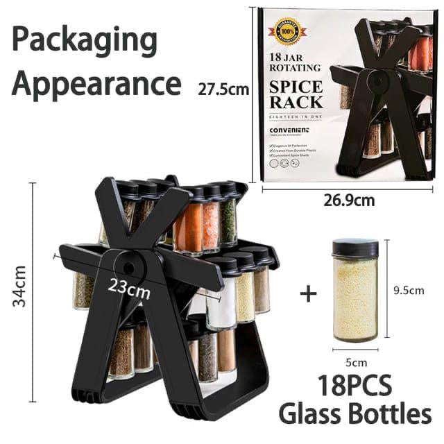 18 Jar Rotating Countertop Spice Racks Kitchen Shelf - Medaid International
