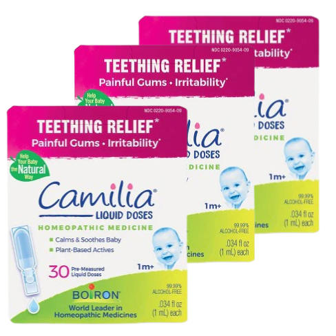 Boiron Camilia Teething Drops VALUE PACK for Daytime and Nighttime Relief of Painful or Swollen Gums and Irritability in Babies - 90 Count Total - Medaid International