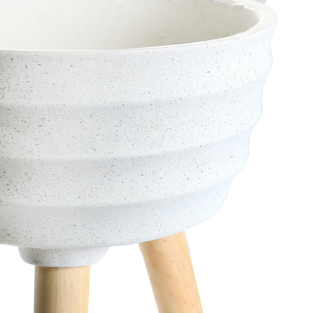 43 CM, Classic Outdoor/Indoor Cylindrical Planter with 3 Wooden Legs - Medaid
