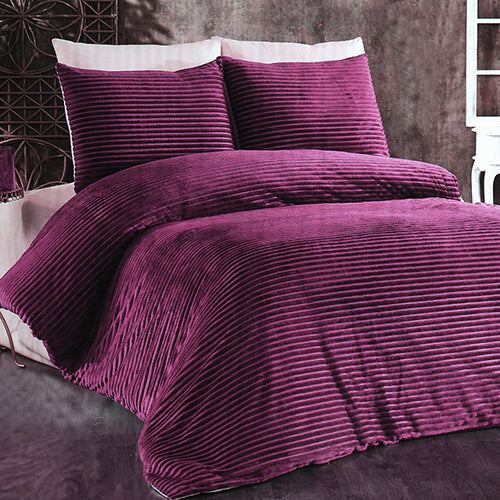 6-Pieces, Purple Duvet Plush Quilt Cover and Pillowcase Set, King Size - Medaid International