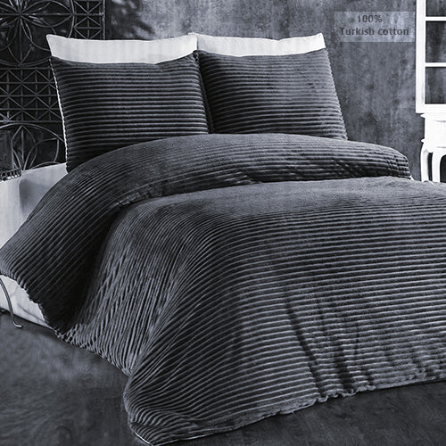 6-Pieces, Grey Duvet Plush Quilt Cover and Pillowcase Set, King Size - Medaid