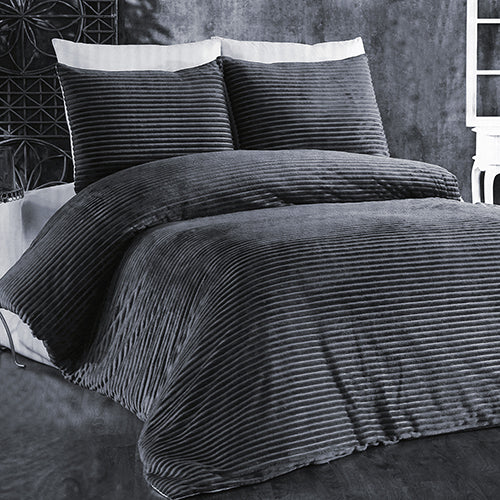 6-Pieces, Grey Duvet Plush Quilt Cover and Pillowcase Set, King Size - Medaid