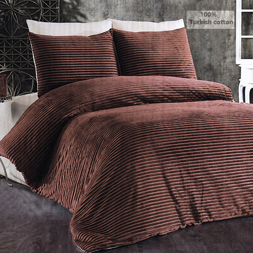 6-Pieces, Brown Duvet Plush Quilt Cover and Pillowcase Set, King Size - Medaid