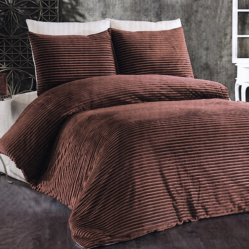 6-Pieces, Brown Duvet Plush Quilt Cover and Pillowcase Set, King Size - Medaid International