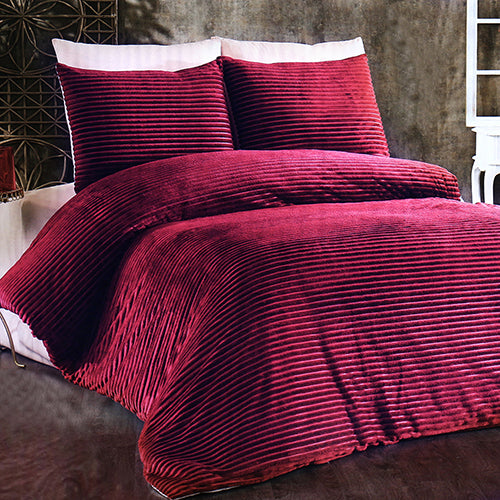 6-Pieces, Fuchsia Duvet Plush Quilt Cover and Pillowcase Set, King Size - Medaid