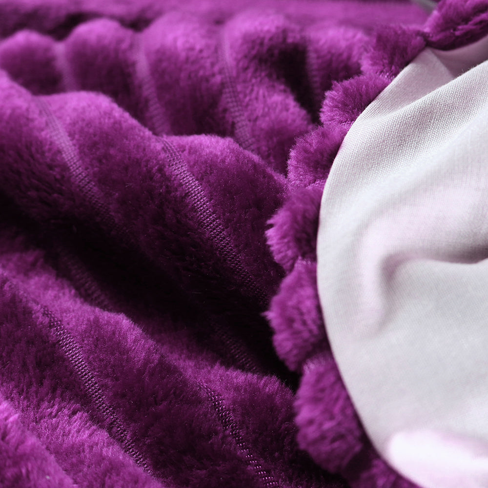 6-Pieces, Purple Duvet Plush Quilt Cover and Pillowcase Set, King Size - Medaid International