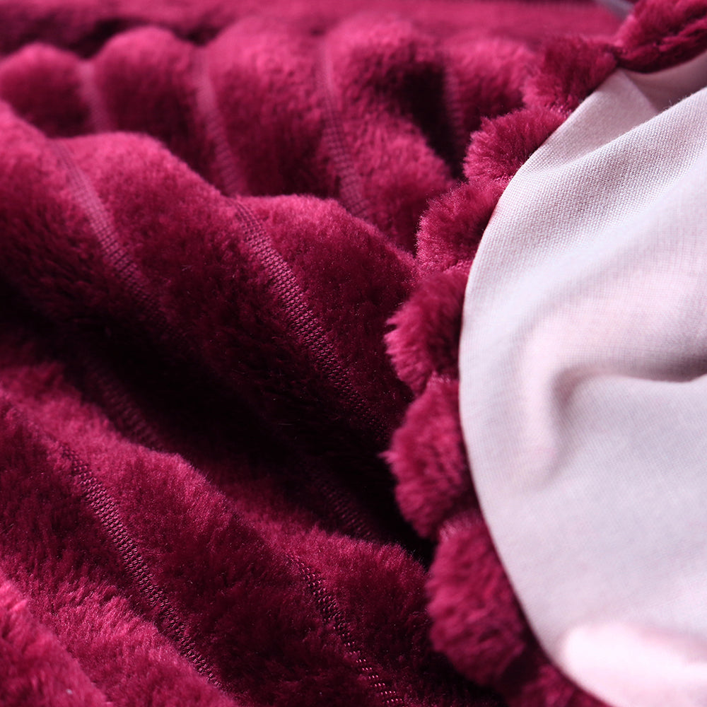 6-Pieces, Fuchsia Duvet Plush Quilt Cover and Pillowcase Set, King Size - Medaid