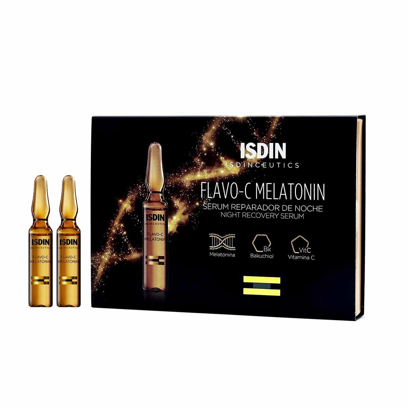 ISDIN Isdinceutics Flavo-C Melatonin Night Recovery Serum - Box of 10 Bulbs x 2ml - Medaid International