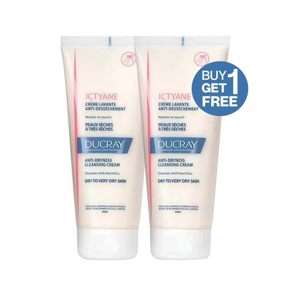 DUCRAY Ictyane Cleansing Shower Cream - Face and Body - Pack Of 2 - Medaid International