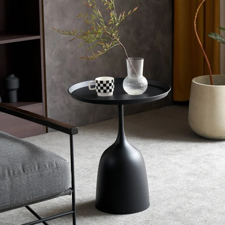 60 CM Iron Black Matte Side Table Coffee Table and Decorative Accent for Living Room Bedroom Home Decor - Medaid International