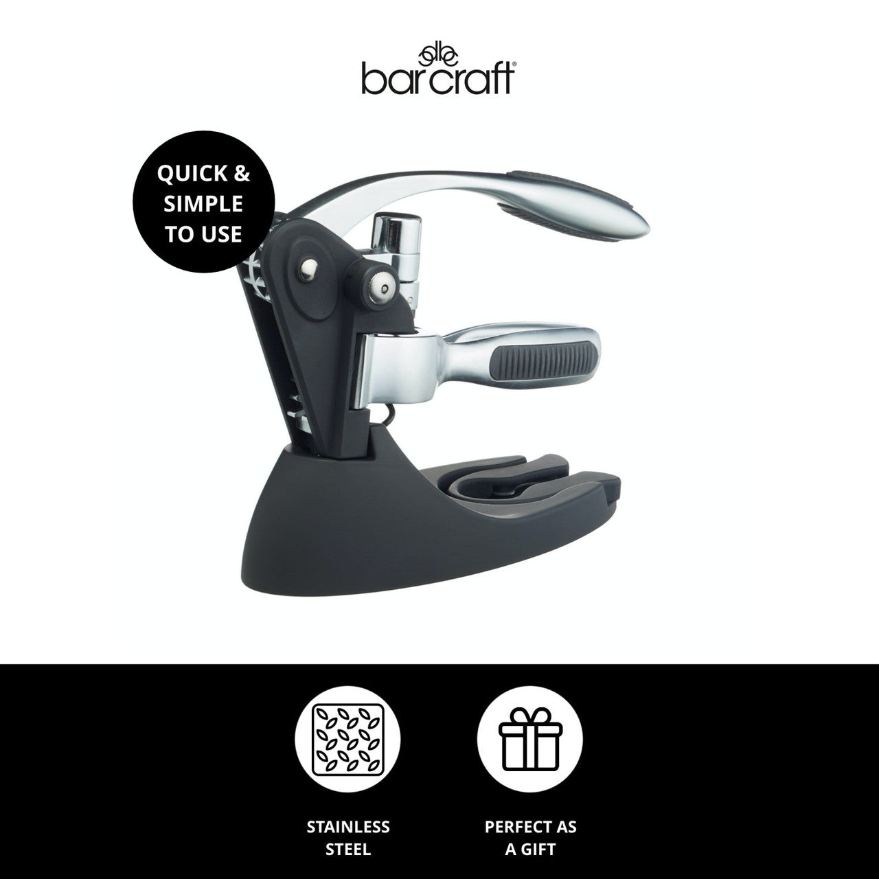 BarCraft Deluxe Lever-Arm Corkscrew Gift Set - Medaid International