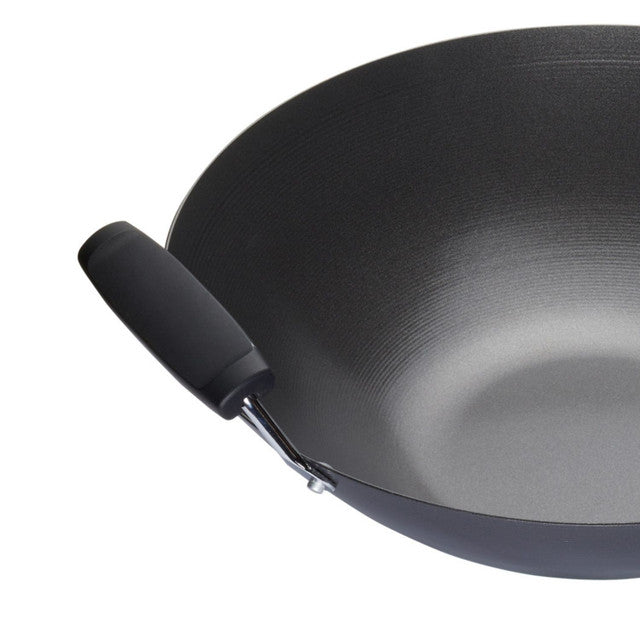World of Flavours Oriental Carbon Steel Non-Stick Wok, 35.5cm - Medaid International