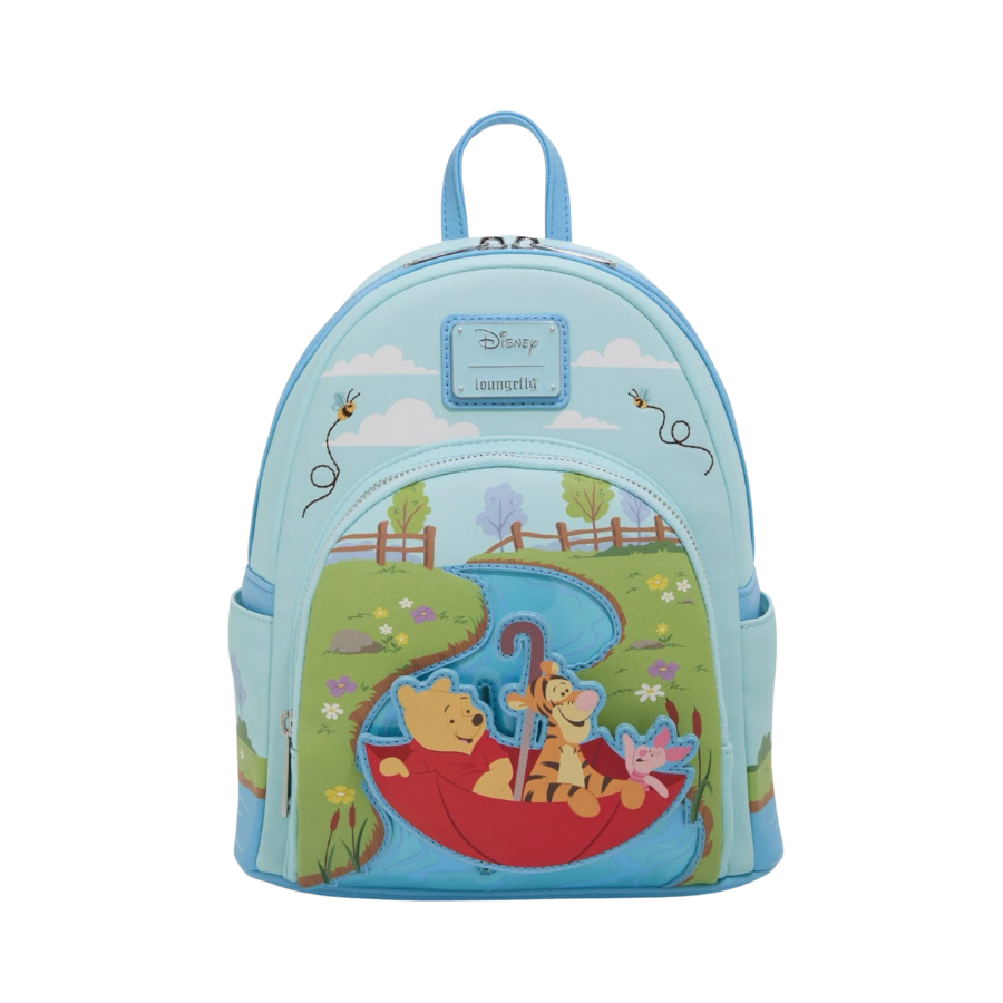 Loungefly! Leather: Disney Winnie the Pooh and Friends Down Stream with Umbrella Mini Backpack - Medaid International