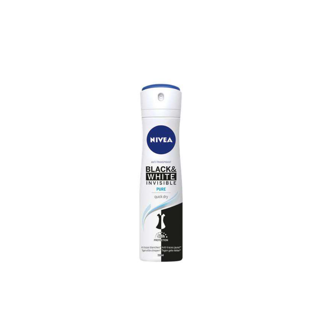 Nivea Black & White Invisible Pure Deodorant Spray For Women 150ml - Medaid International