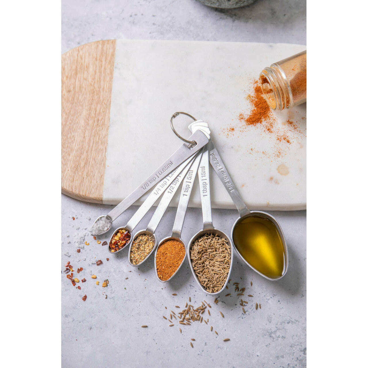 MasterClass Stainless Steel Measuring Spoon Set, 6 Pieces - Medaid International