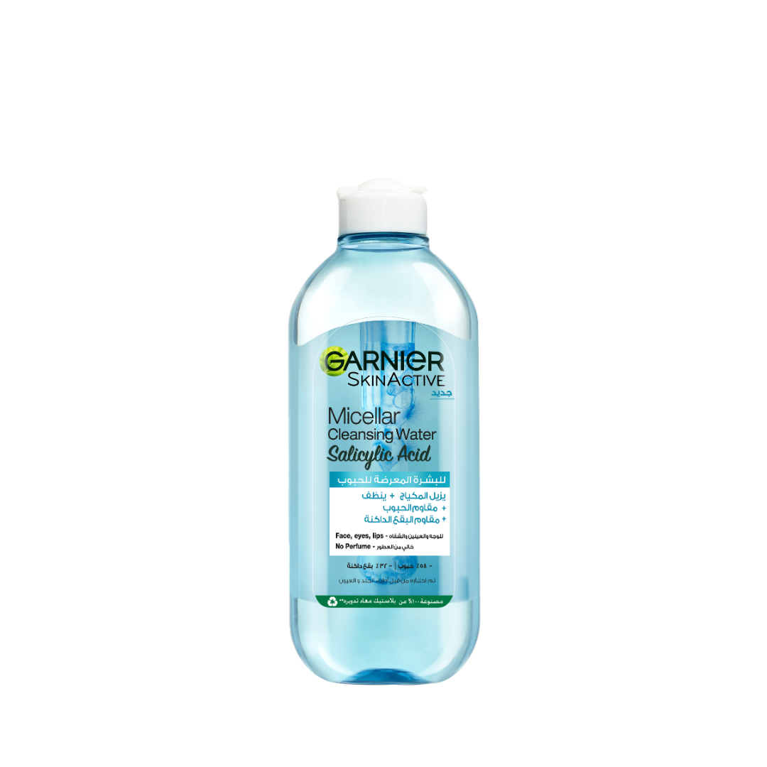 Garnier Salicylic Acid Micellar Water Facial Anti-Acne Cleanser and Makeup Remover, for Oily and Acne-Prone Skin 400ml - Medaid