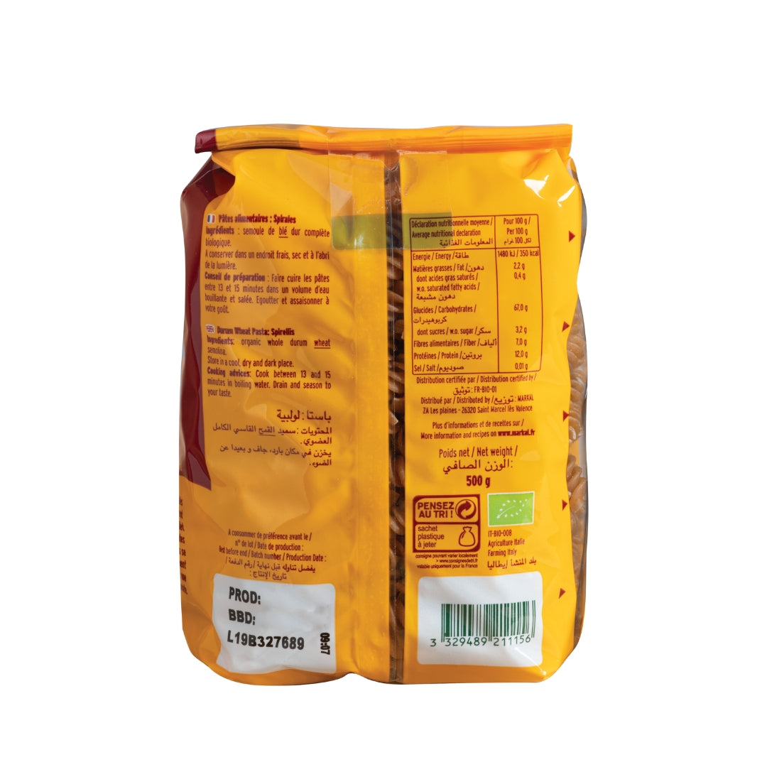 Organic Whole Fusilli Pasta - Medaid International