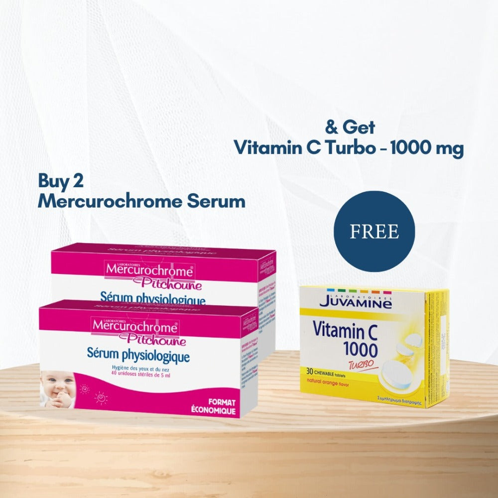 Mercurochrome Serum - 40 unidoses Buy 2 Get 1 Juvamine Vitamine C 1000 mg Chewable Free - Medaid International