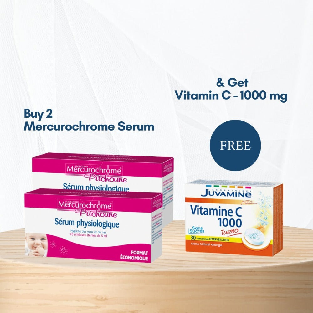 Mercurochrome Serum - 40 unidoses Buy 2 Get 1 Juvamine Vitamine C 1000 mg Effervescent Free - Medaid International