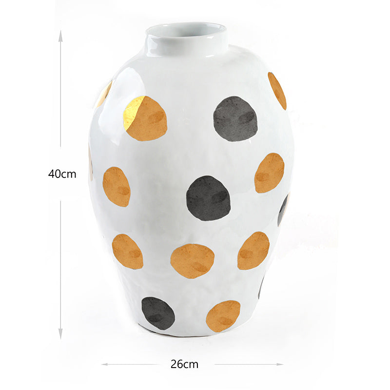 40 CM Modern Creative Ceramic Vase with Polka Dots for Living Room Office Porch Desktop - Medaid International
