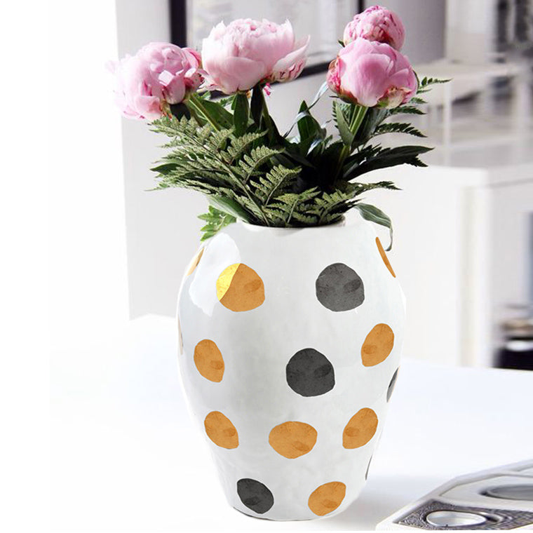 40 CM Modern Creative Ceramic Vase with Polka Dots for Living Room Office Porch Desktop - Medaid International