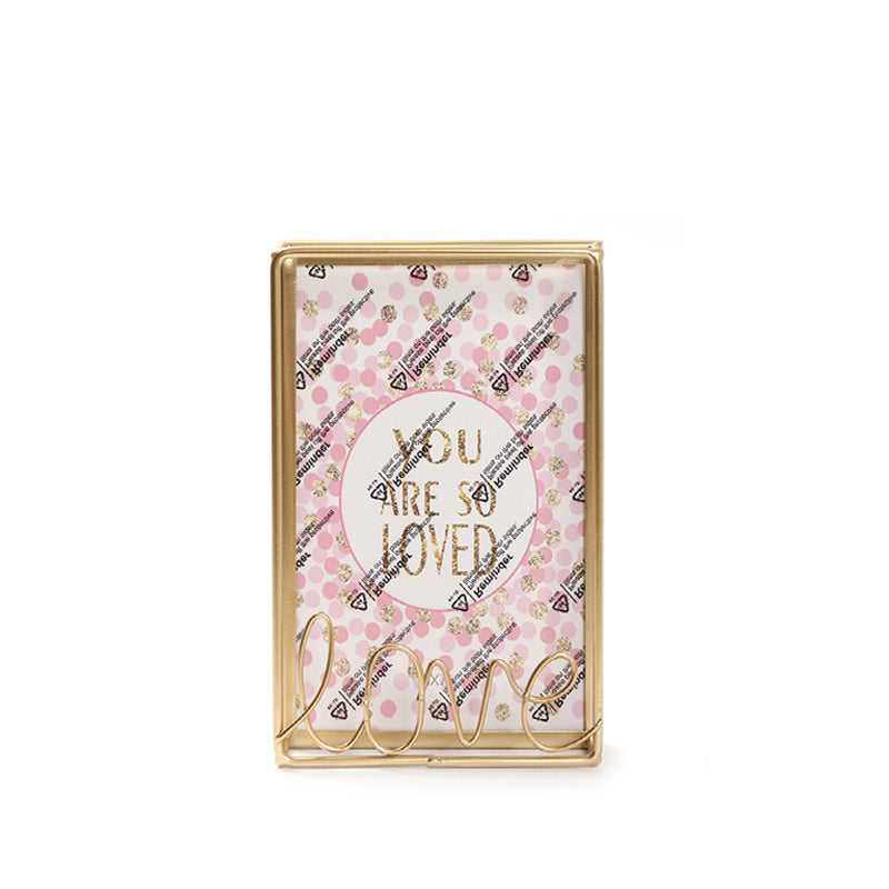 10 CM X 15 CM Modern Simple Metal Photo Frame with Letter Text Love and Transparent Face Picture Frames for Living Room Bedroom Tabletop Gold - Medaid International