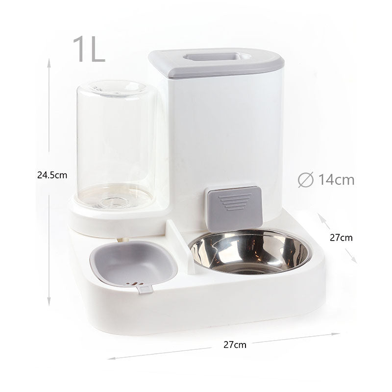 Multifunctional 2 in 1 Manual Pet Feeder Set with Water and Food Dispensers and Stainless Steel Bowl - Medaid