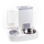 Multifunctional 2 in 1 Manual Pet Feeder Set with Water and Food Dispensers and Stainless Steel Bowl - Medaid