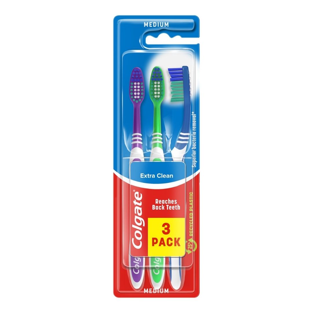 Colgate medium extra clean - reaches back teeth - 3pk - Medaid International