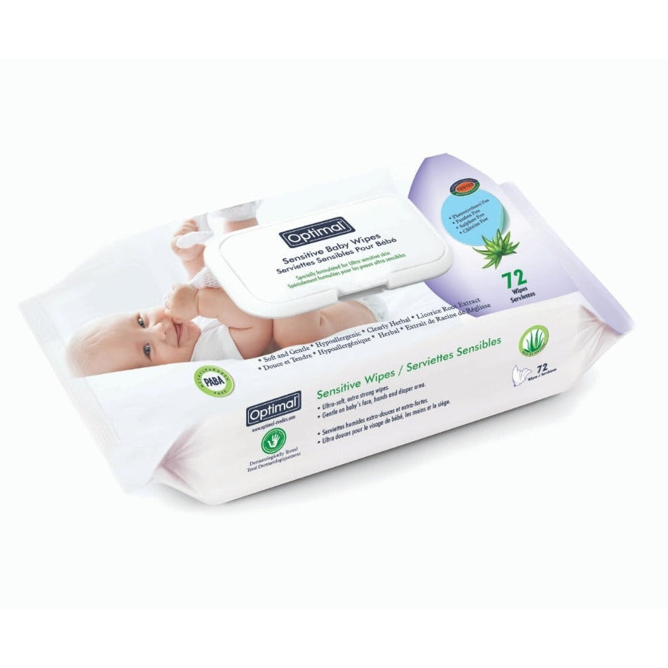 Optimal Clearly Herbal Sensitive Skin Baby Wipes With Plastic Lid - Medaid