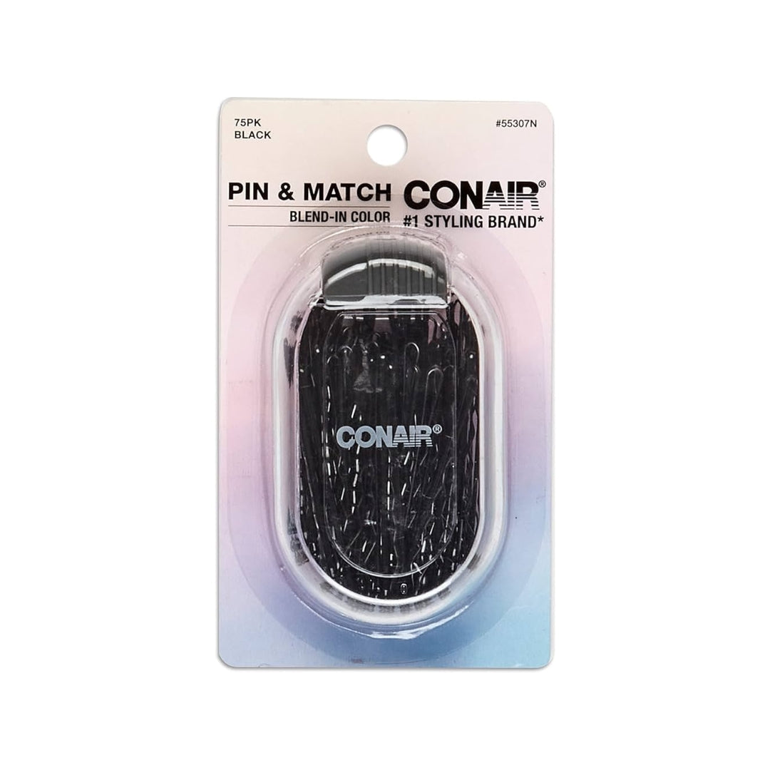 Conair Pin & Match Bobby Pins s Black - Includes Storage Container - 90 pcs - Medaid International