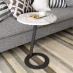 40 CM, Pillar Side Table with Marble Top, Coffee Table for Living Room, Guest Room, Bedroom - Medaid International