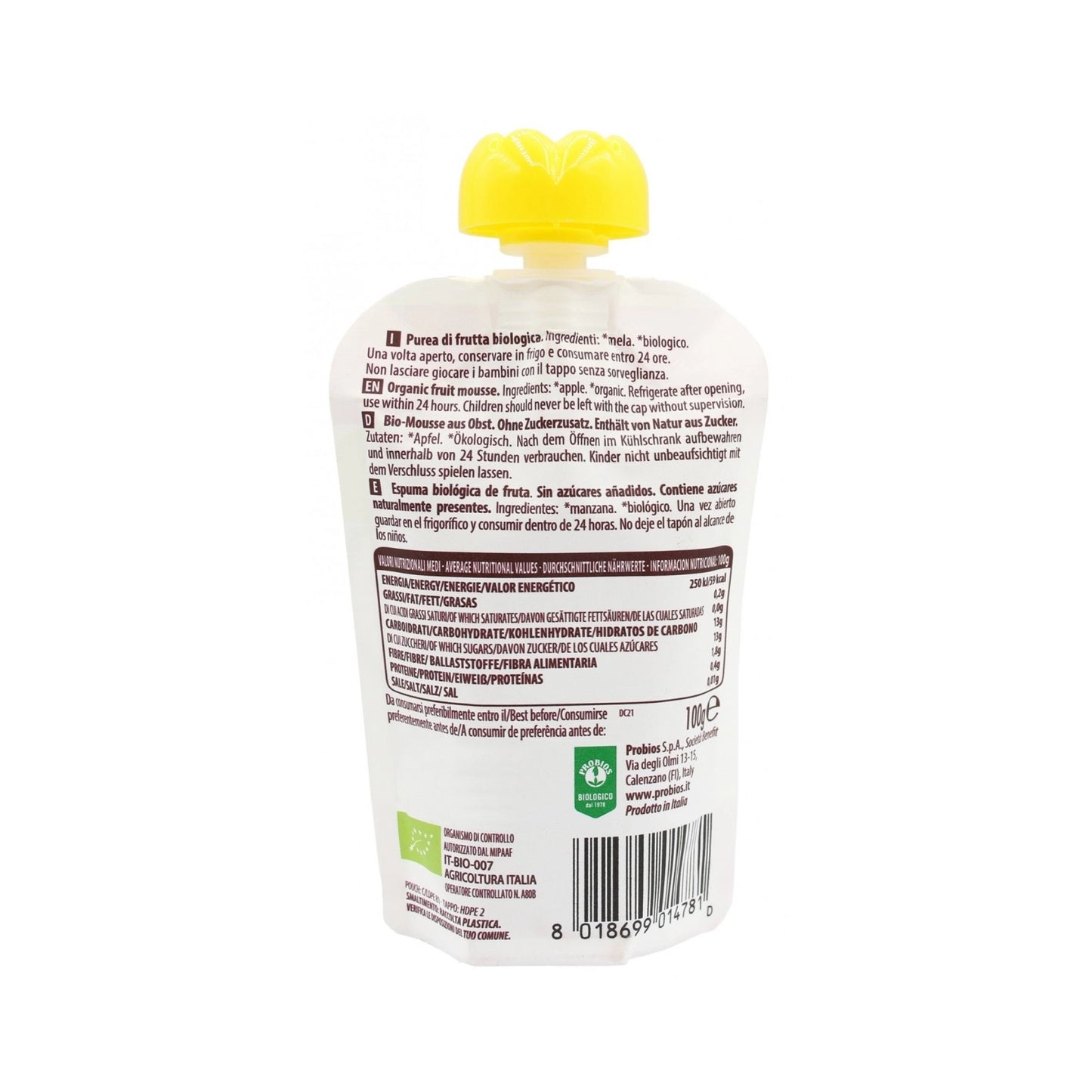 Organic Fruit Puree With Italian Apple - Medaid International