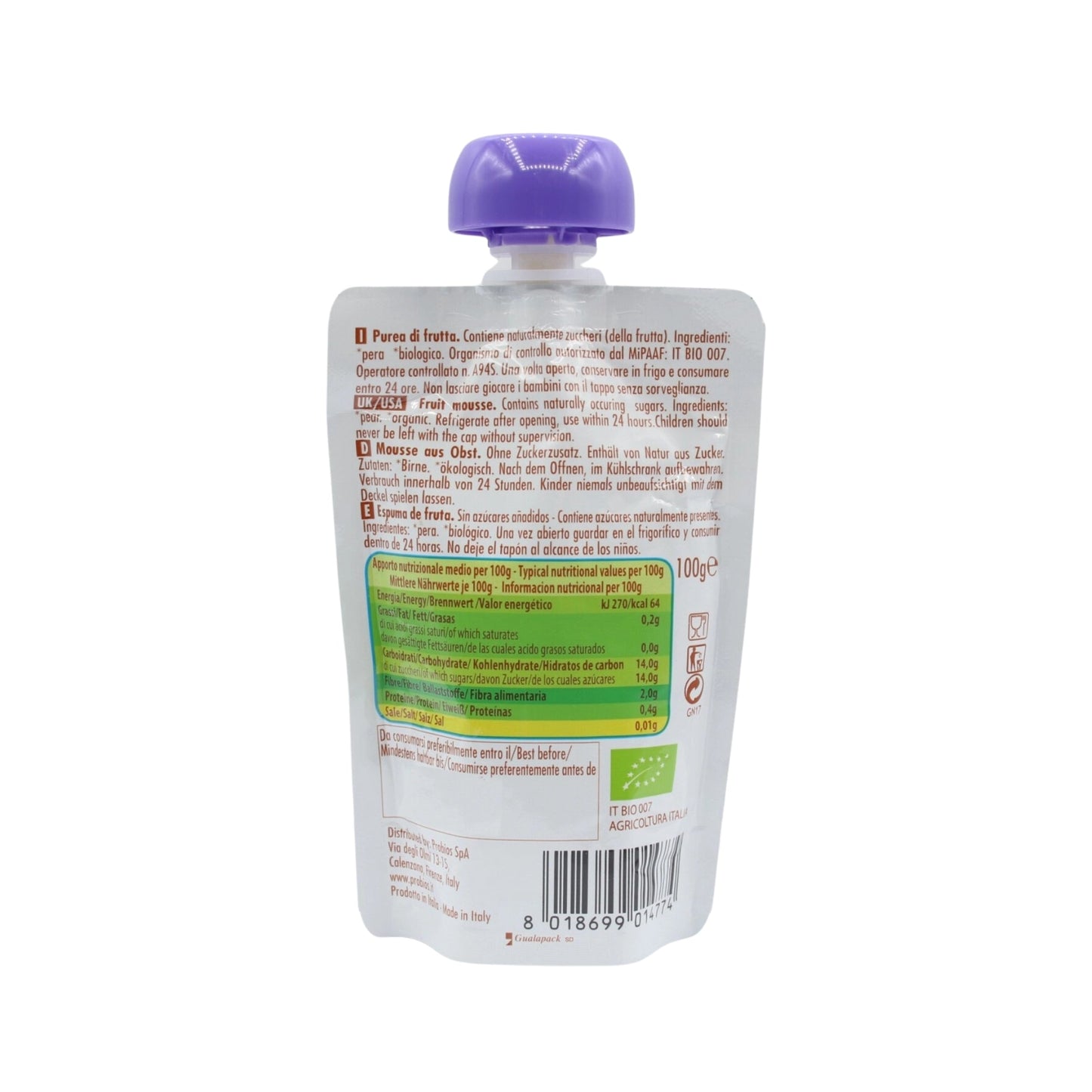 Organic Fruit Puree With Italian Pear - Medaid International