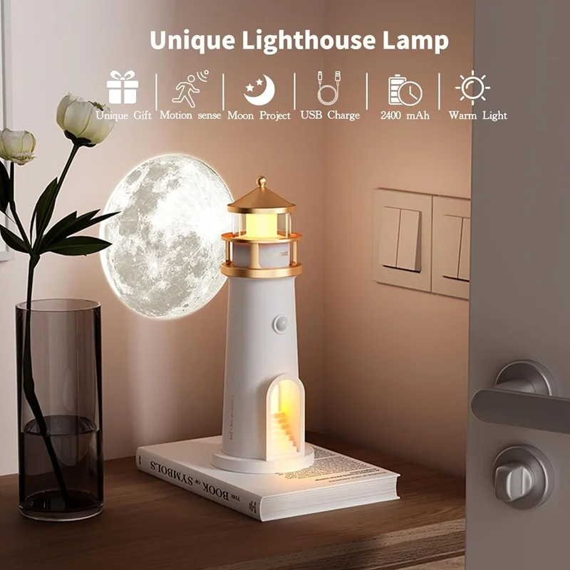 Lighthouse Moon Projector Lamp - Medaid International