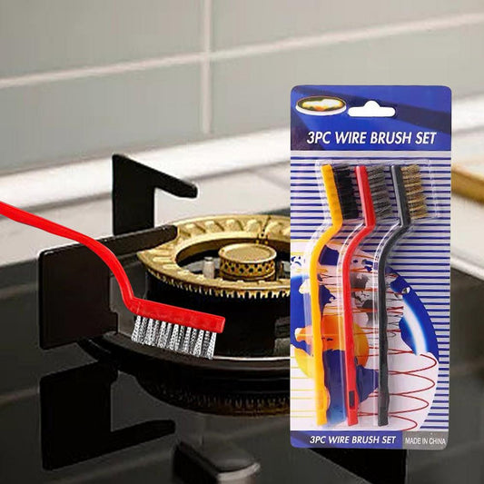 Gas Stove Cleaning Brushes (3 Pcs) , Nylon/Brass/Stainless Steel Wire Brushes for Cleaning - Medaid International