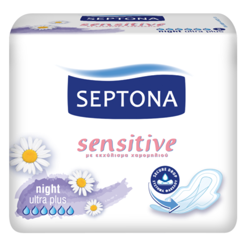 Septona Sanitary Napkins Sensitive Night 8Pcs - Medaid International